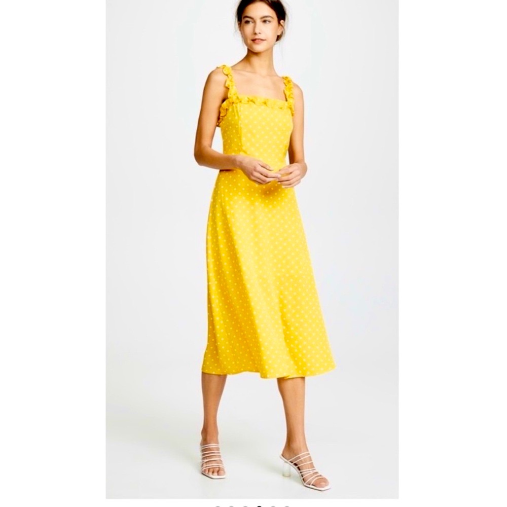 RARE✨SHOPBOP- Mustard Polka Dot Midi Dress